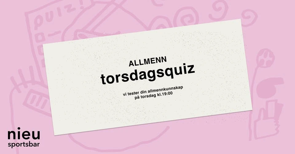 Torsdagsquiz i nieu sportsbar!